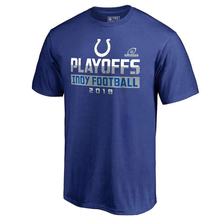 Men's Colts Blue 2018 NFL Playoffs Indy Football T-Shirt,We sell and wholesale Men's Colts Blue 2018 NFL Playoffs Indy Football T-Shirt on line form chian!